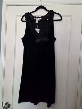 NWT Max Studio Black Velvet Ruffled Dress Going Out Cocktail Style Sz L